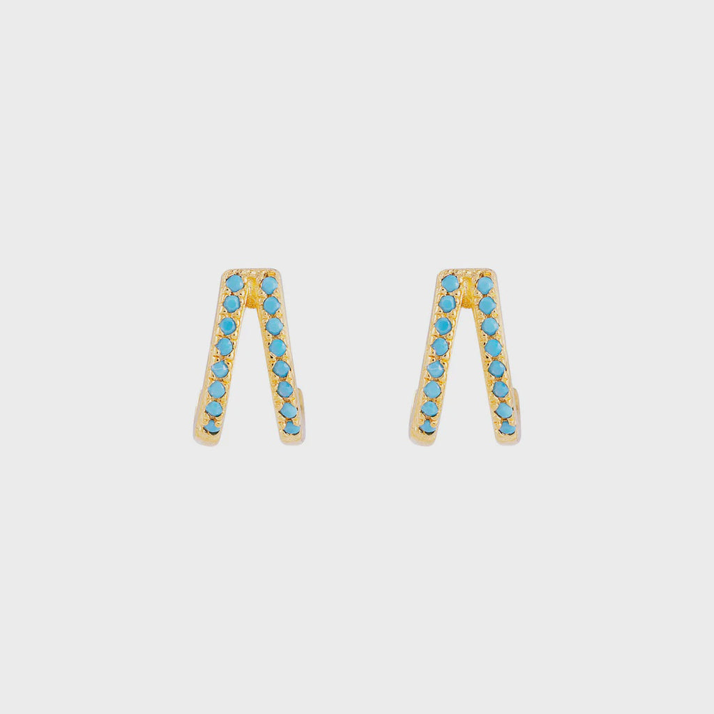 Turquoise Twin Pave Huggies