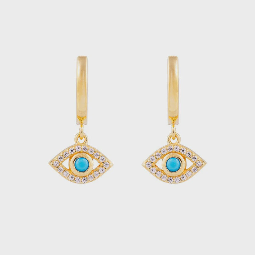 Turquoise Evil Eye Hoops