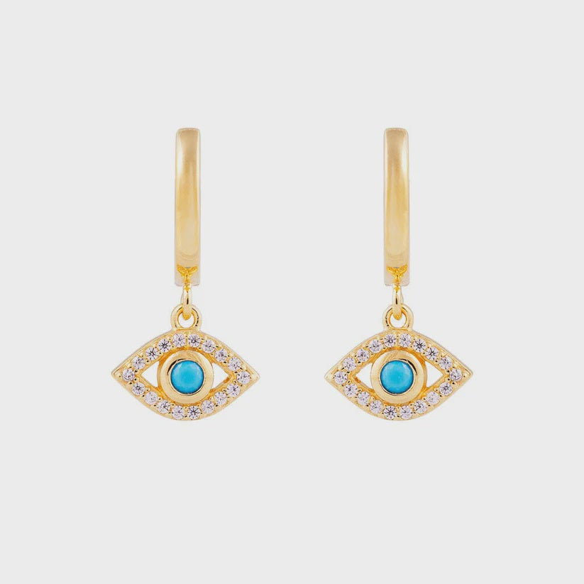 Turquoise Evil Eye Hoops