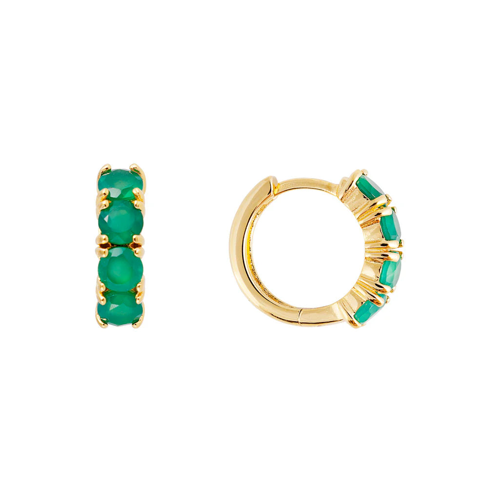 Green Agate Midi Hoops