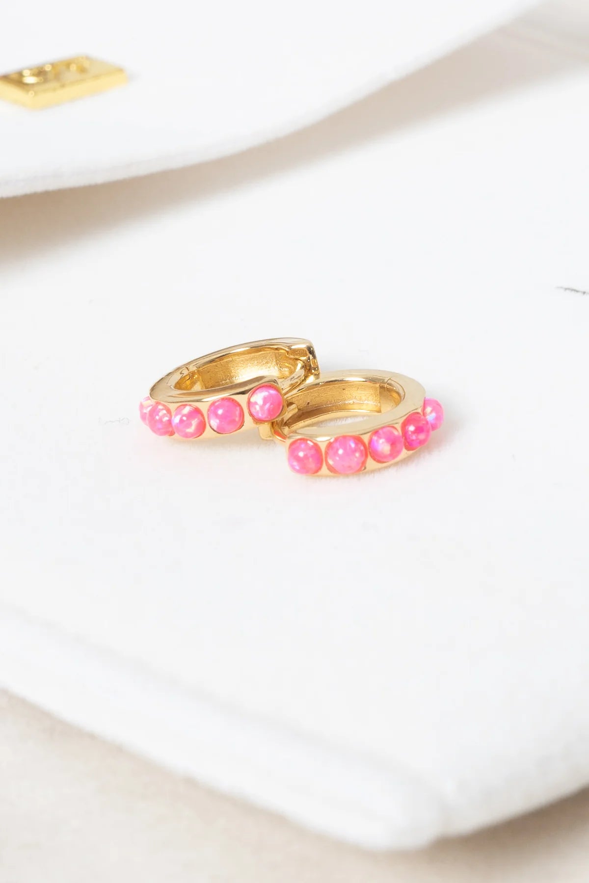 Hot Pink Opal Crystal Huggies