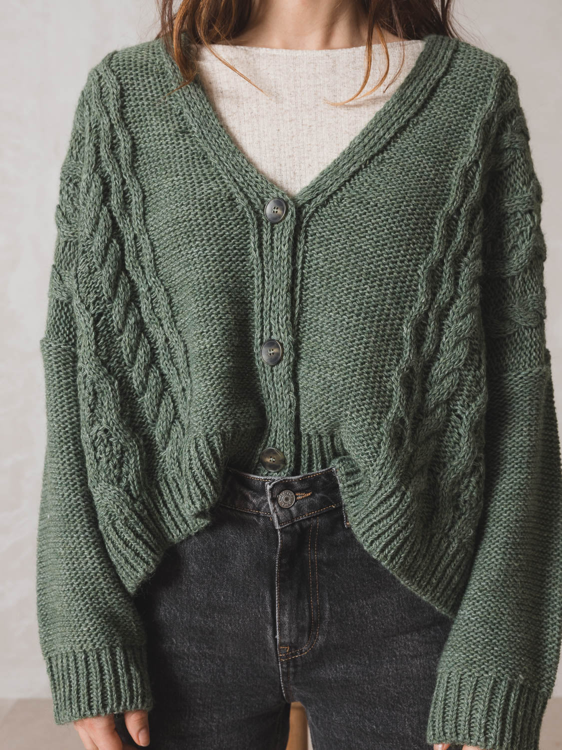 Khaki Cable Cardigan