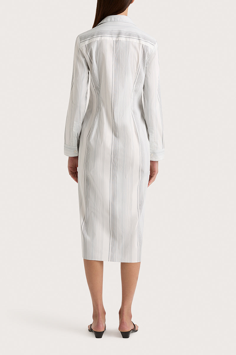 En Vau Shirt Dress - Striped Soft Blue