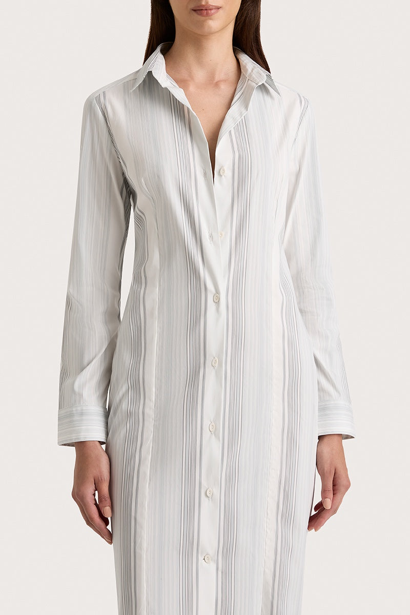 En Vau Shirt Dress - Striped Soft Blue