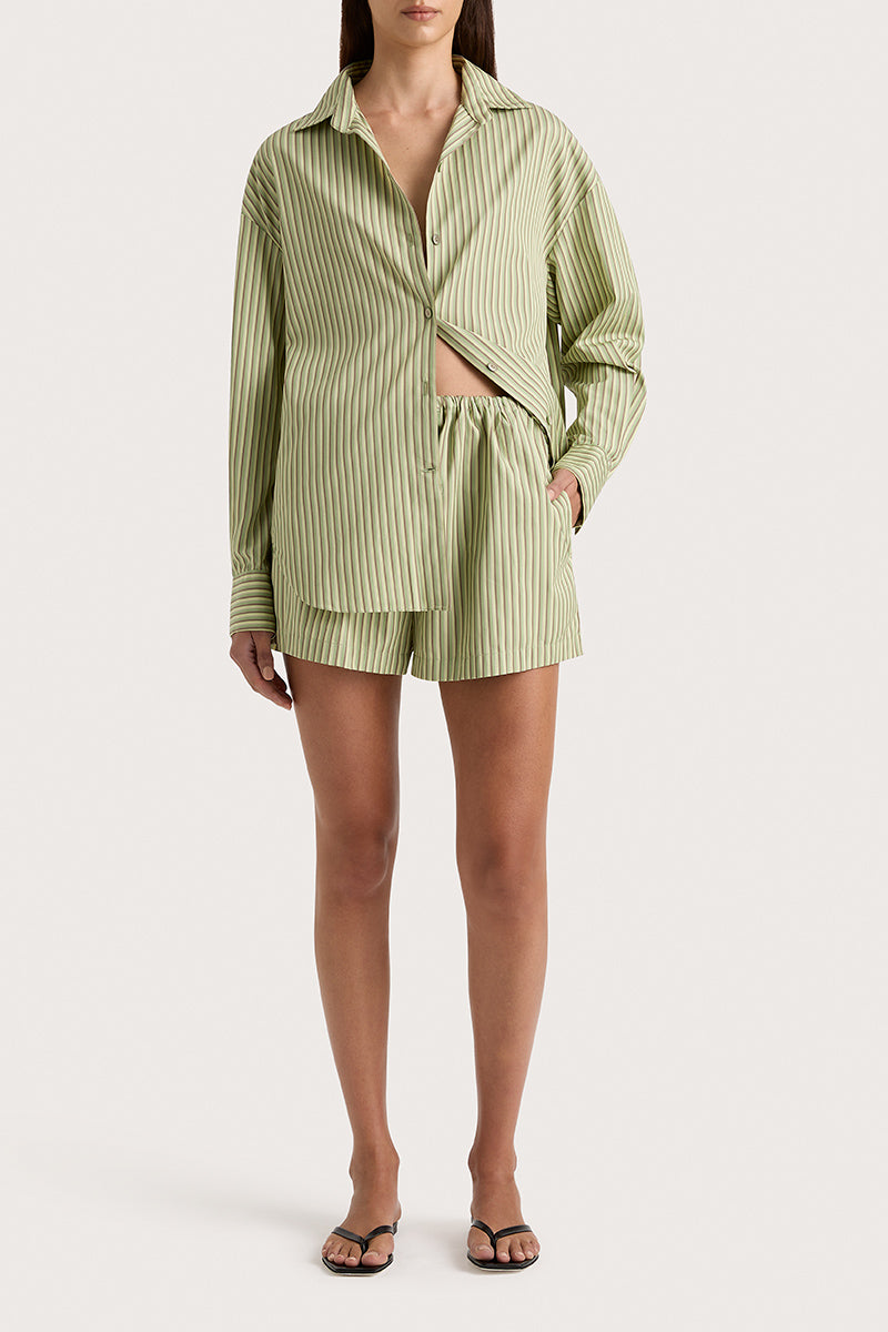 Freja Shirt Green Pinstripe