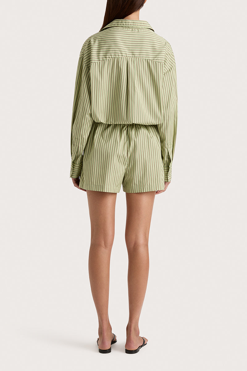 Freja Short - Green Pinstripe