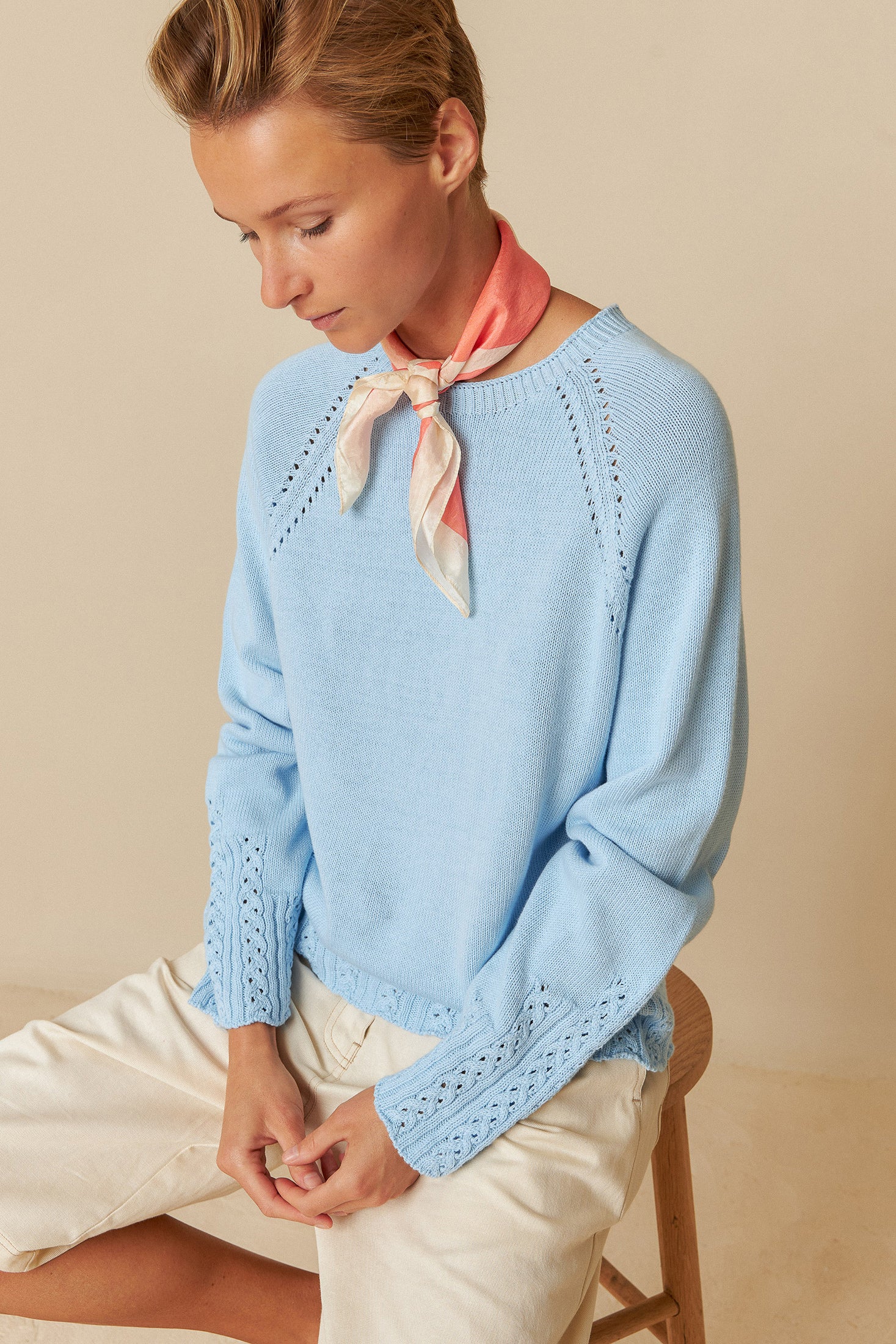 Shrunken Knit Cotton Sweater