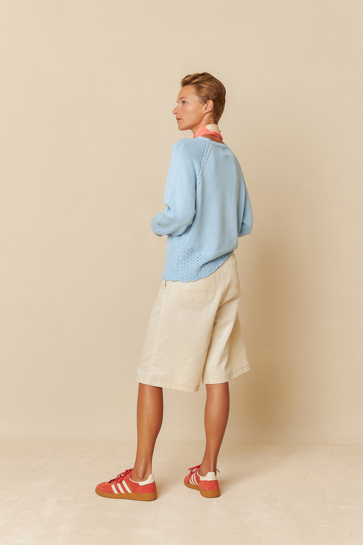 Shrunken Knit Cotton Sweater