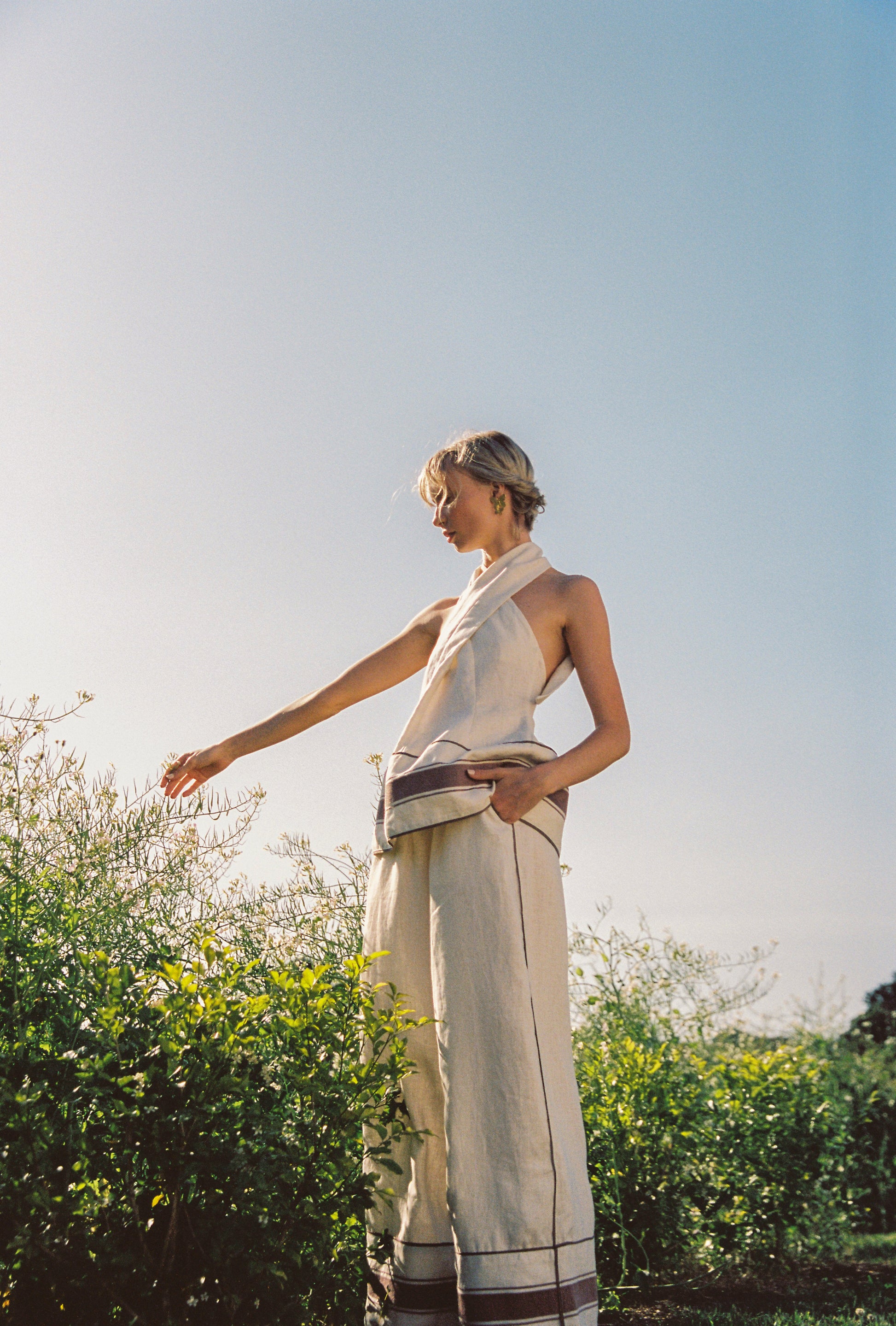 Flora Linen Pant - Biscotti