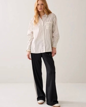 Ivory Stripe Lace Back Blouse