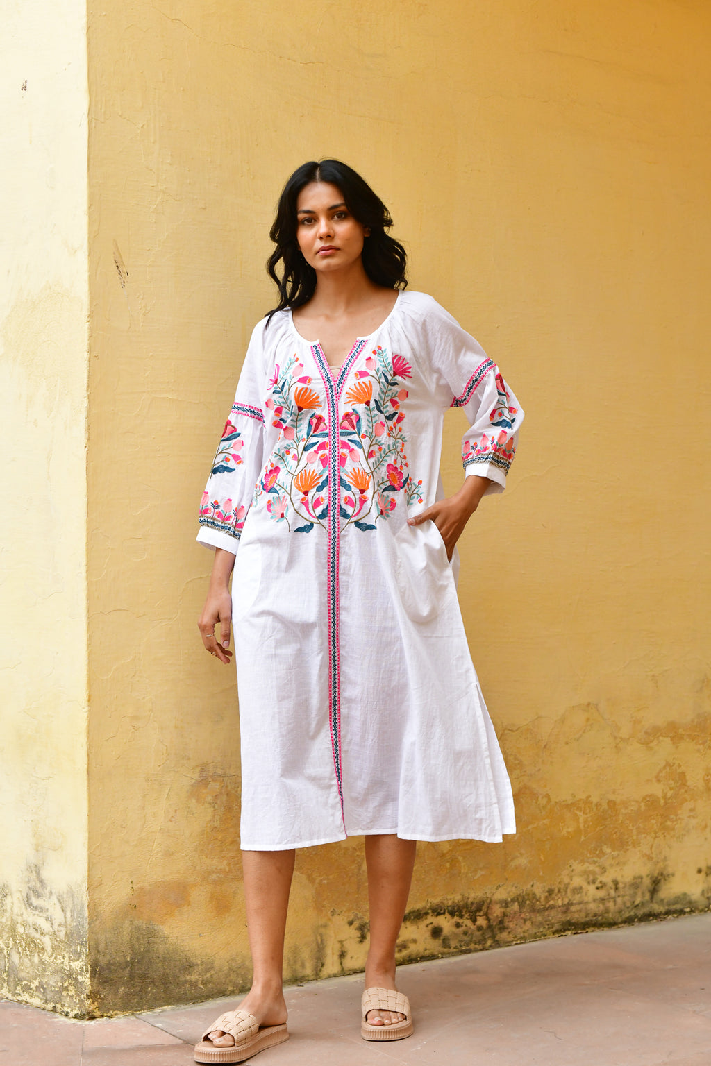 Hummingbird Embroidered Kaftan