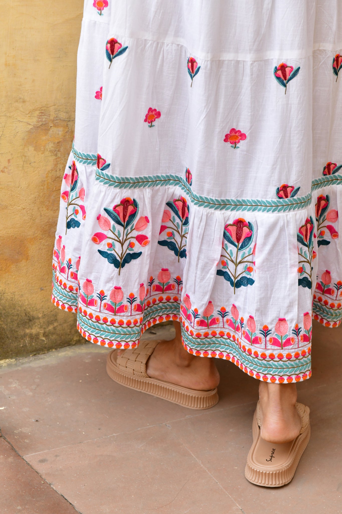 Hummingbird Embroidered Swing Maxi