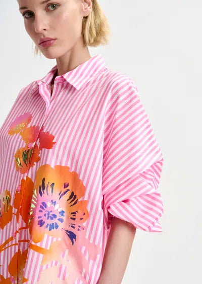 Hoses Foil Print Shirt Dress