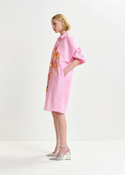 Hoses Foil Print Shirt Dress