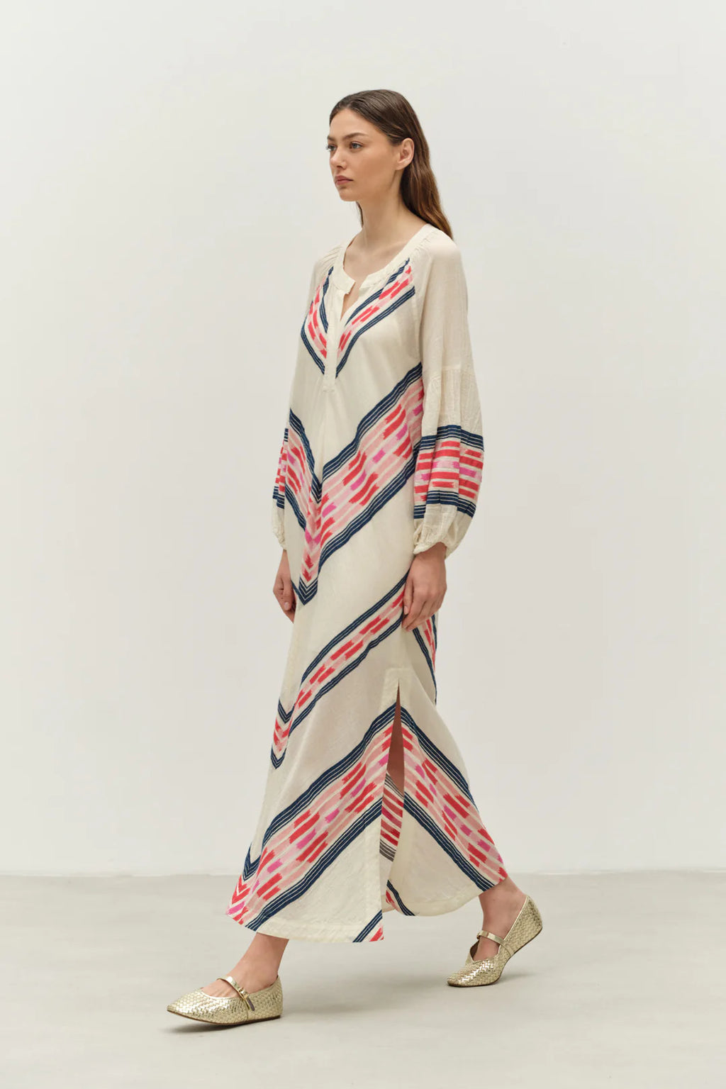 Beloved Long Dress - Navy/red