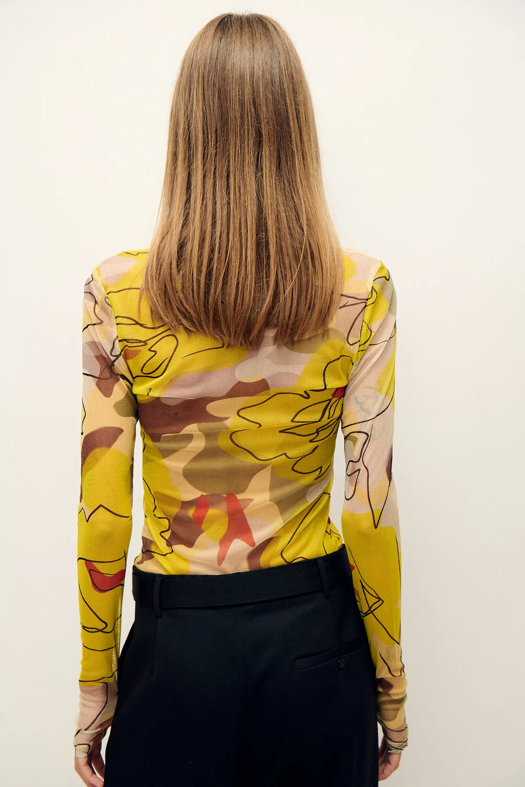 Mesh Long Sleeve Top - Sunflower Floral