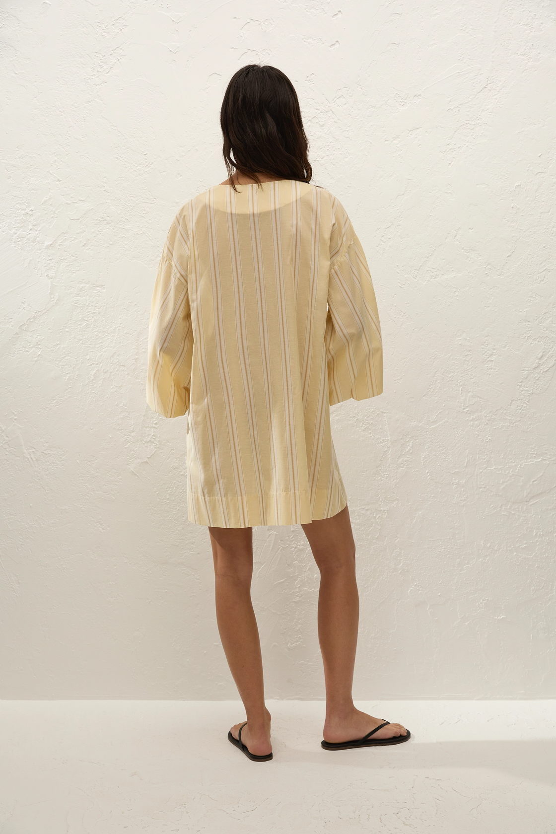 Pia Mini Dress - Faded Mustard Stripe