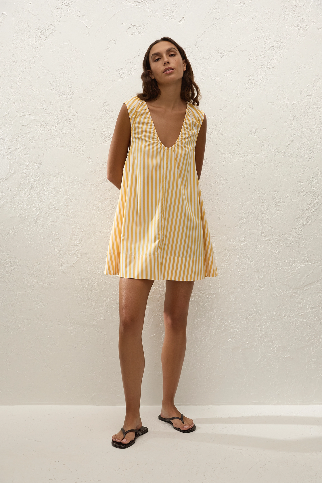 Pedrera Mini Dress -Mustard Stripe