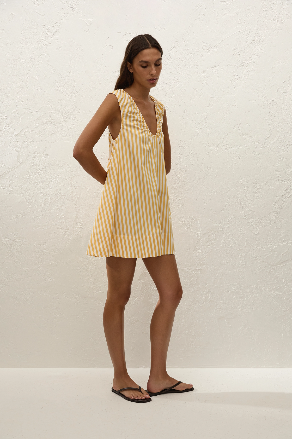 Pedrera Mini Dress -Mustard Stripe