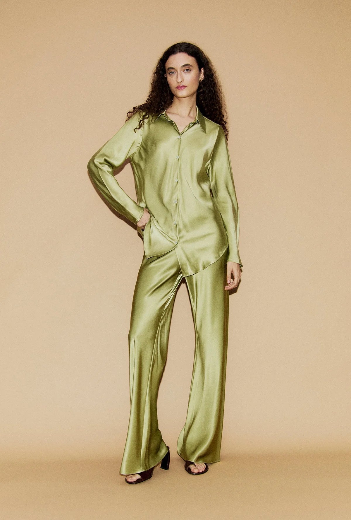 Bias Cut Pants -  Sage