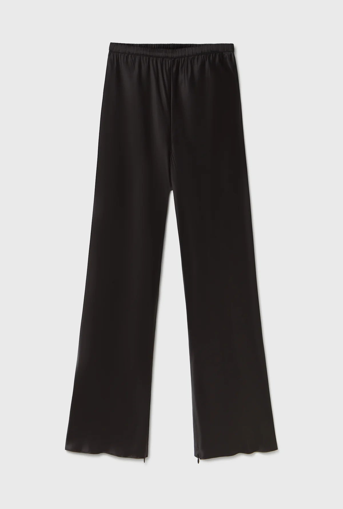 Midi Bias Cut Pants - Black Satin