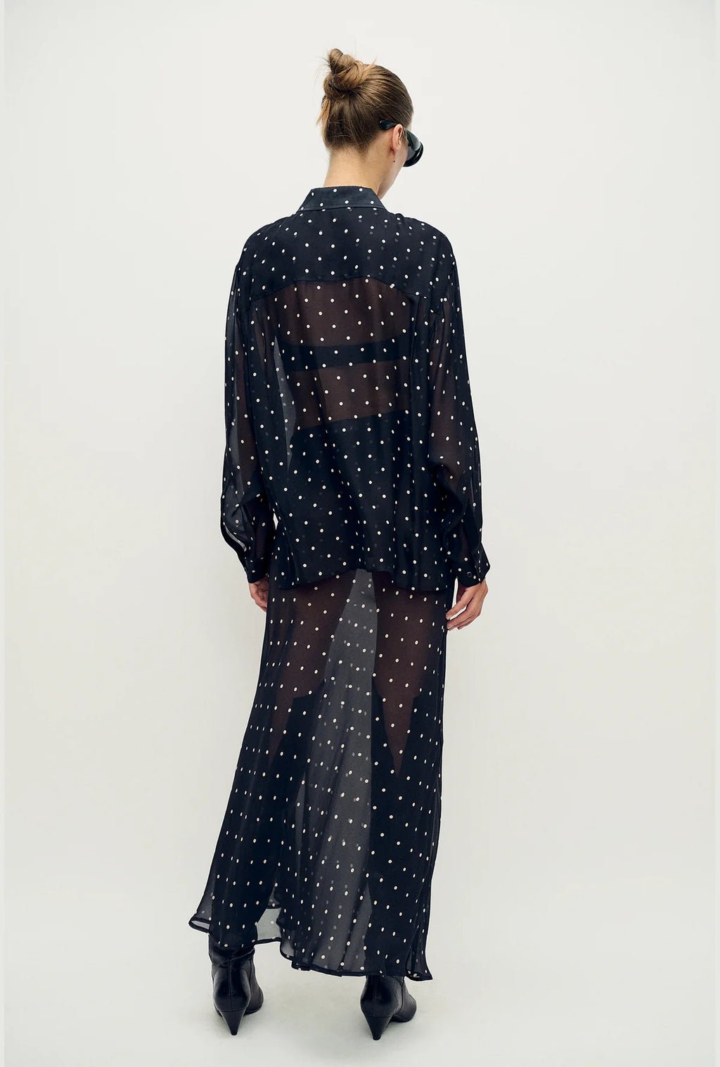 Chiffon Wrap Shirt - Small Polka Dot