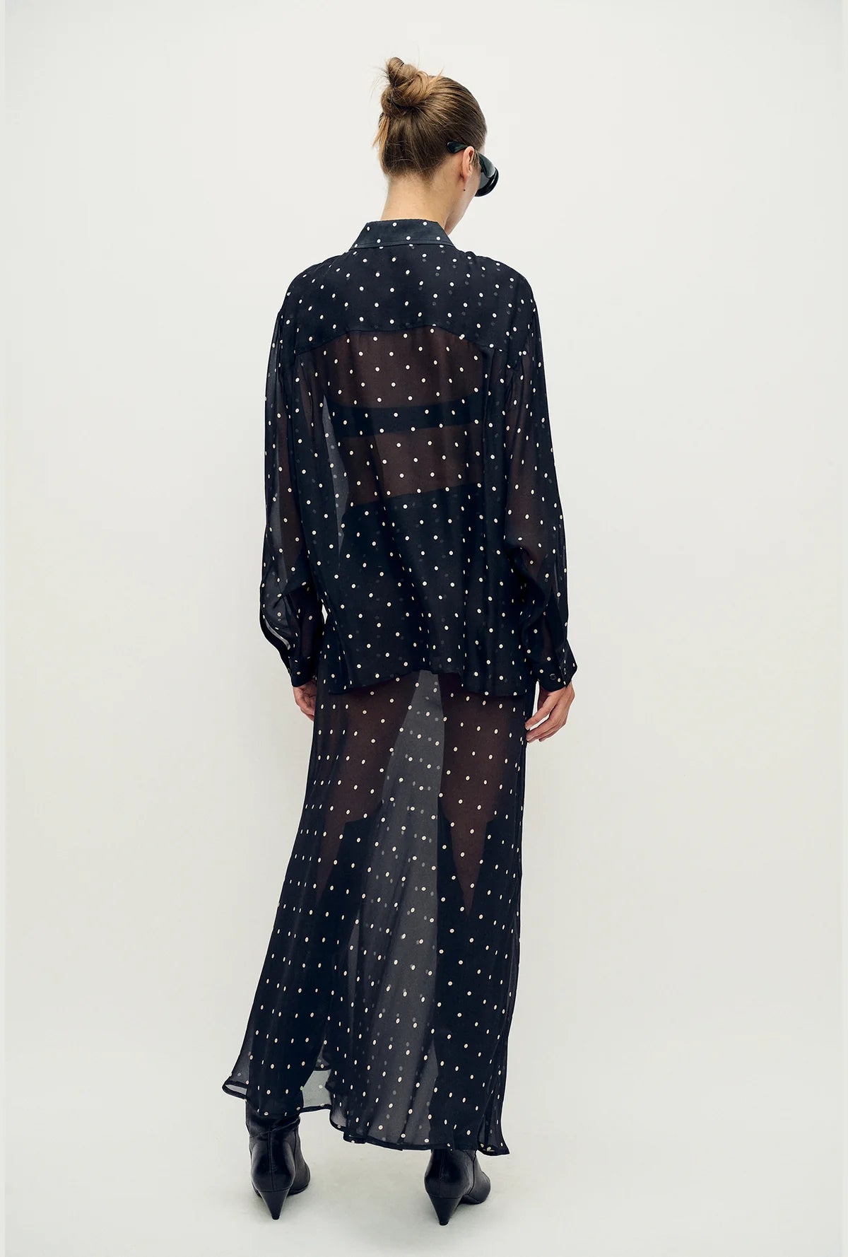 Chiffon Wrap Shirt - Small Polka Dot