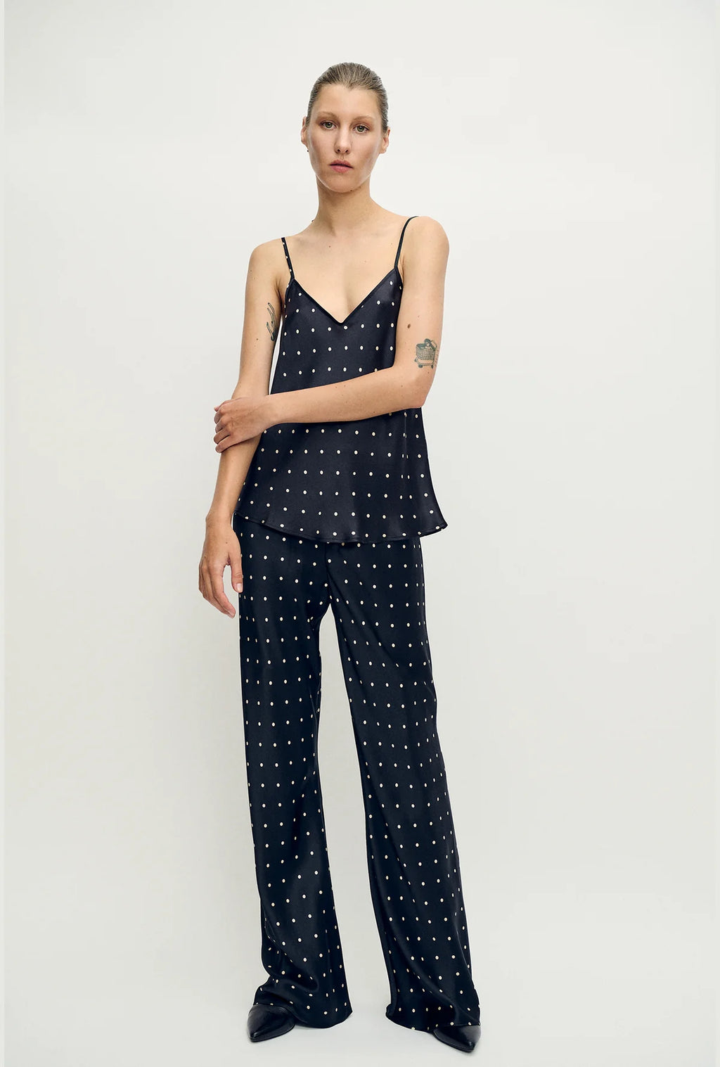 Bias Cut Pants - Small Polka Dots