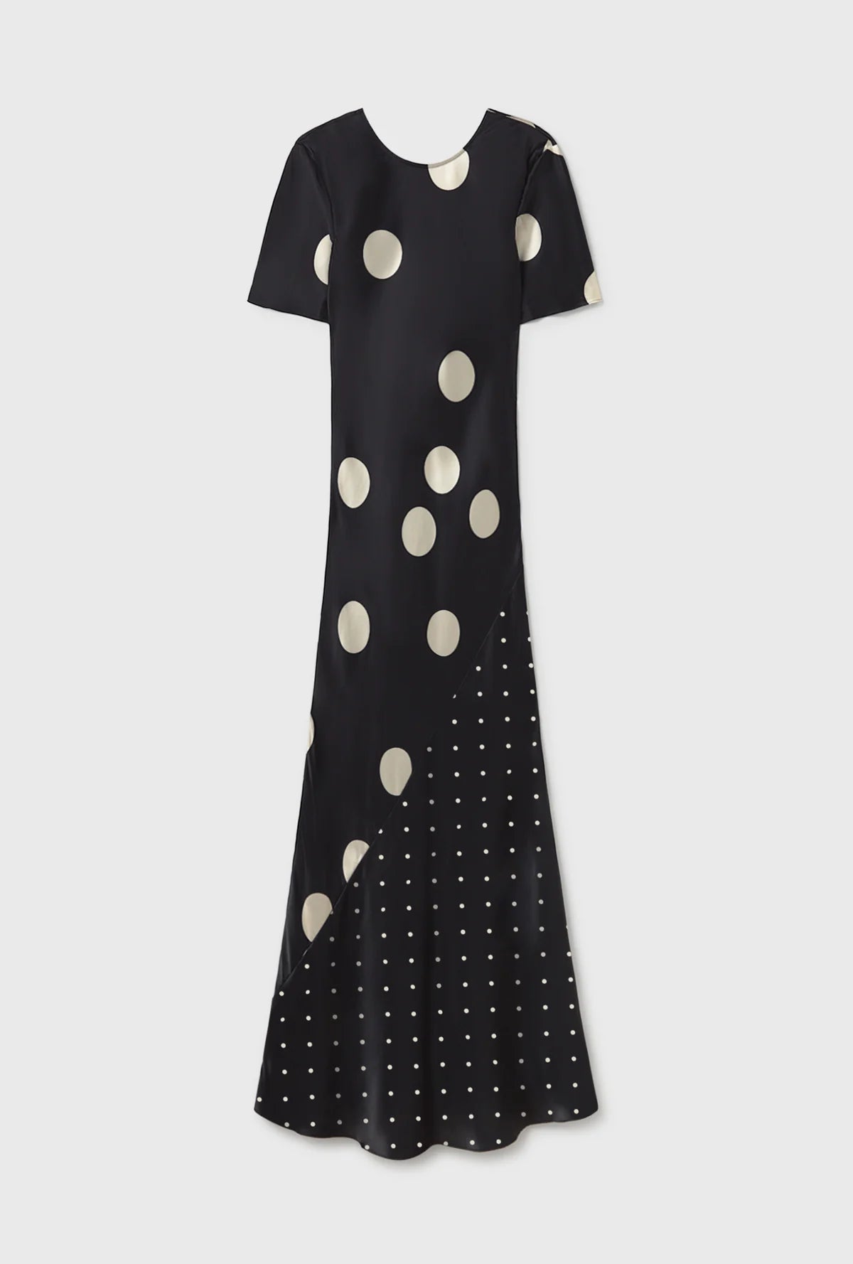 Short Sleeve Bias Dress - Large Polka Dots