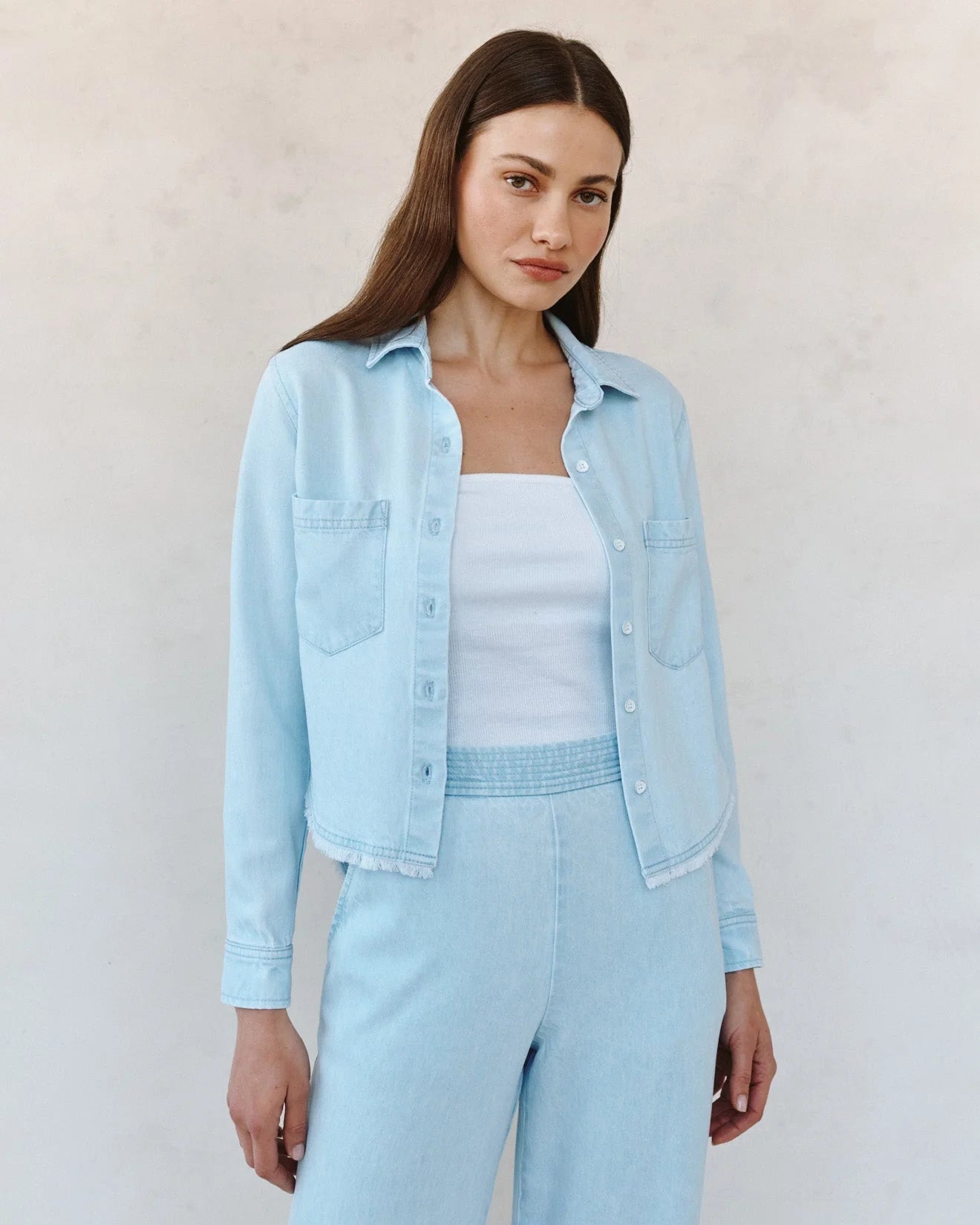 Frayed Hem Shirt - Coastal Wash