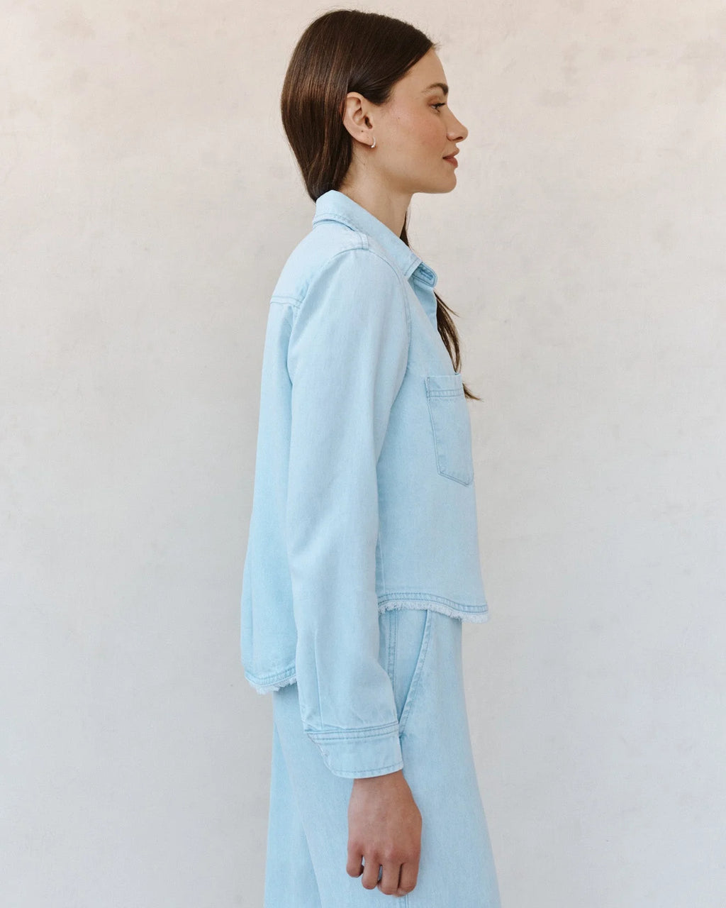 Frayed Hem Shirt - Coastal Wash