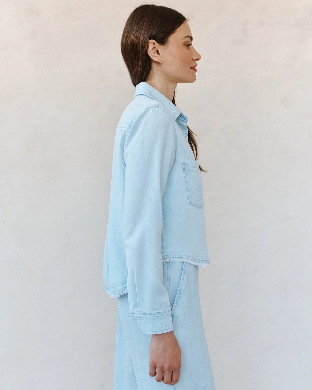 Frayed Hem Shirt - Coastal Wash