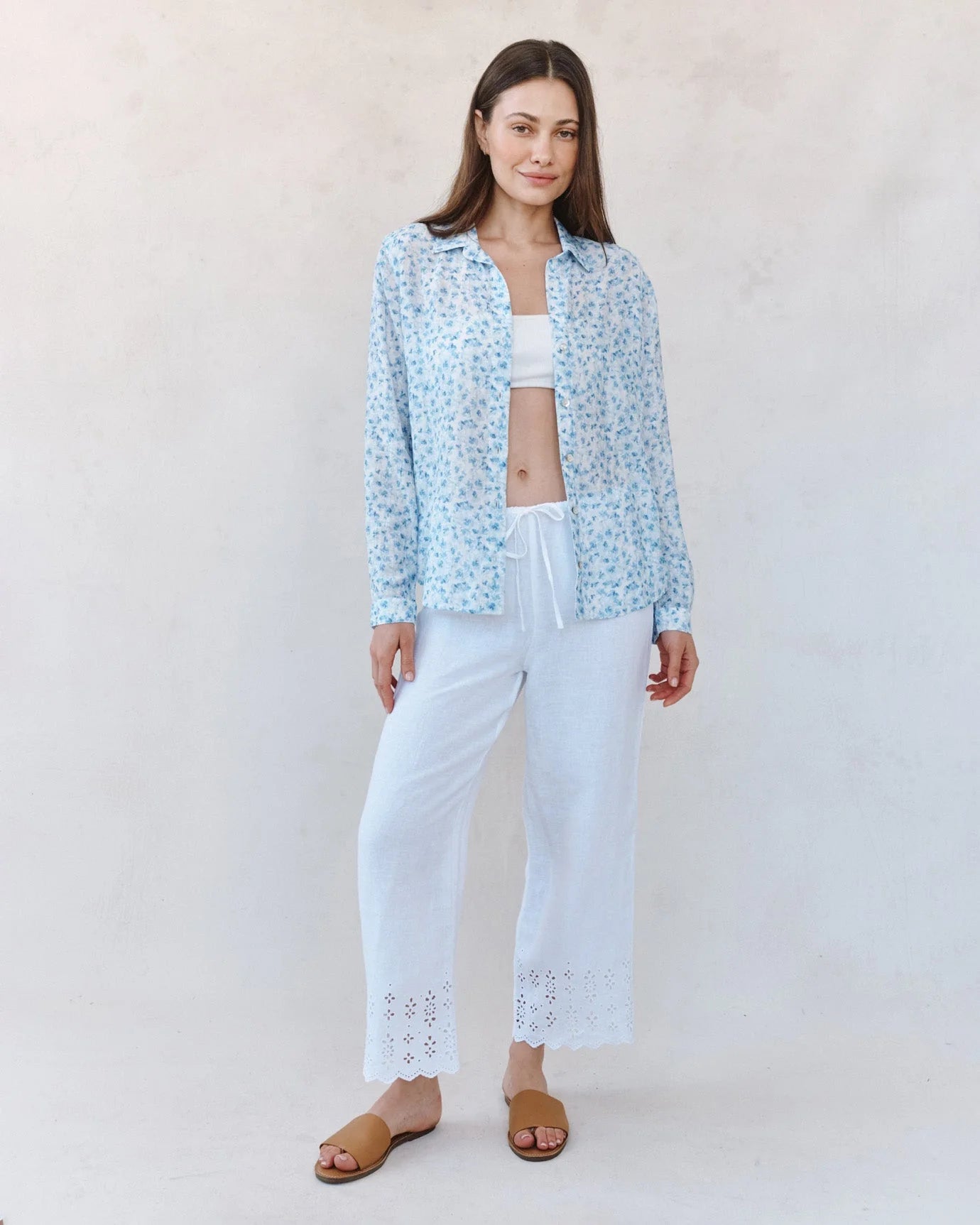 Blue Ditsy Floral Button Down