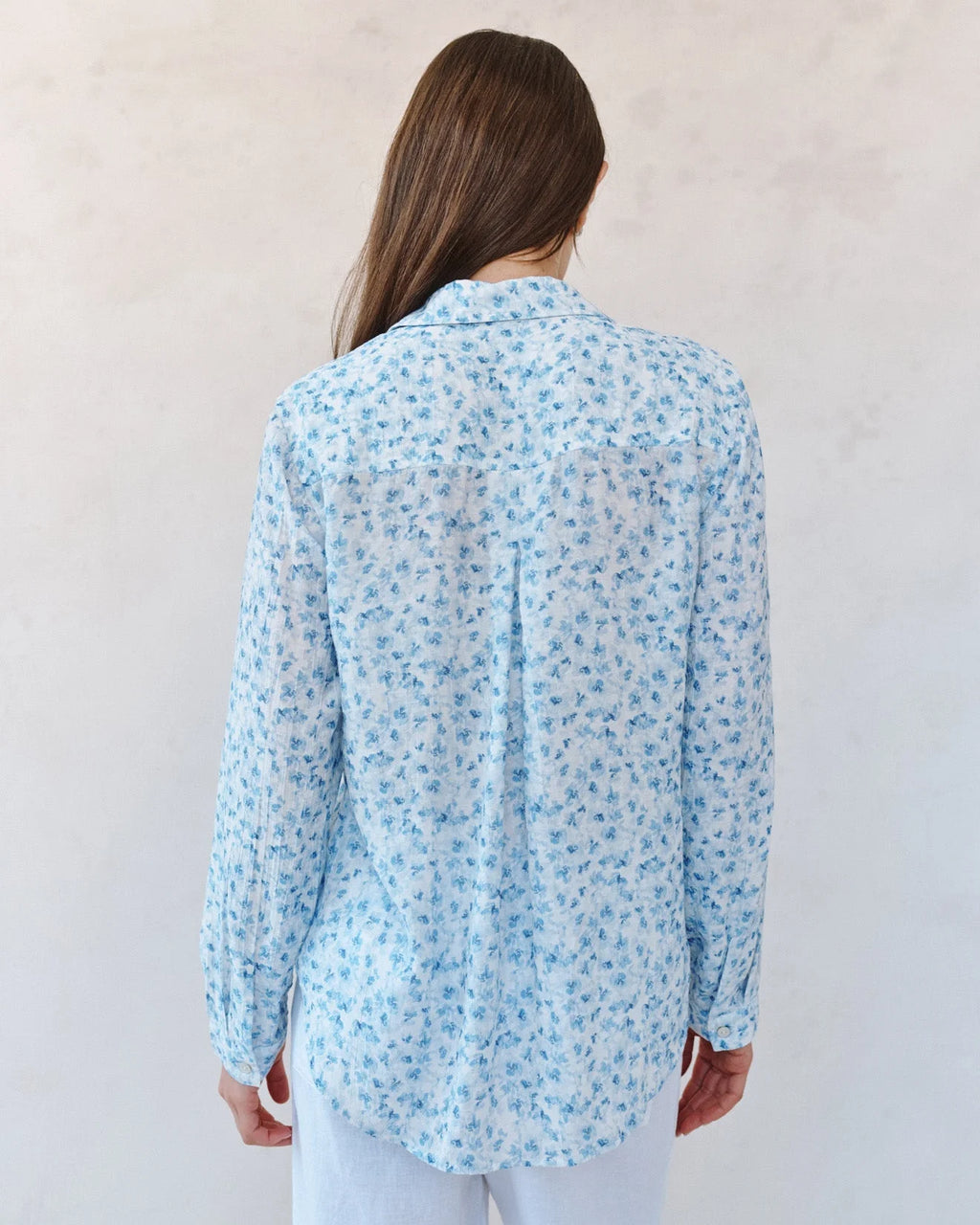 Blue Ditsy Floral Button Down