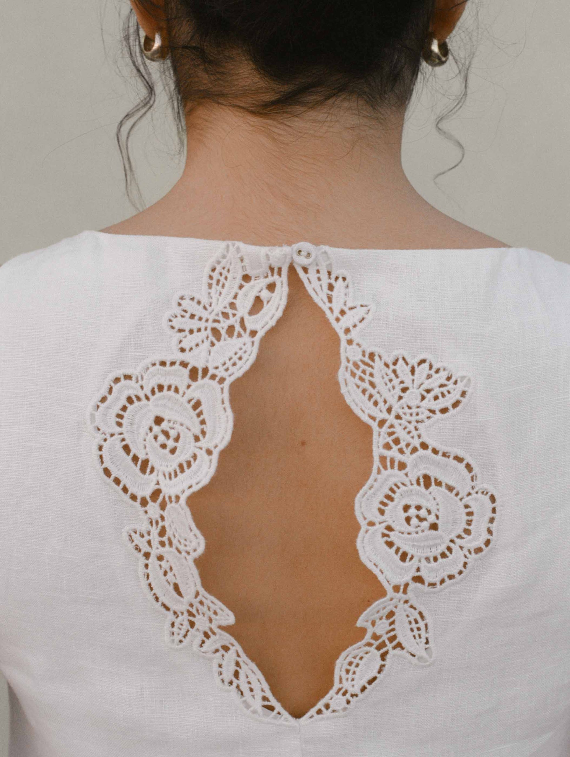 Embroidered Keyhole Mini Dress