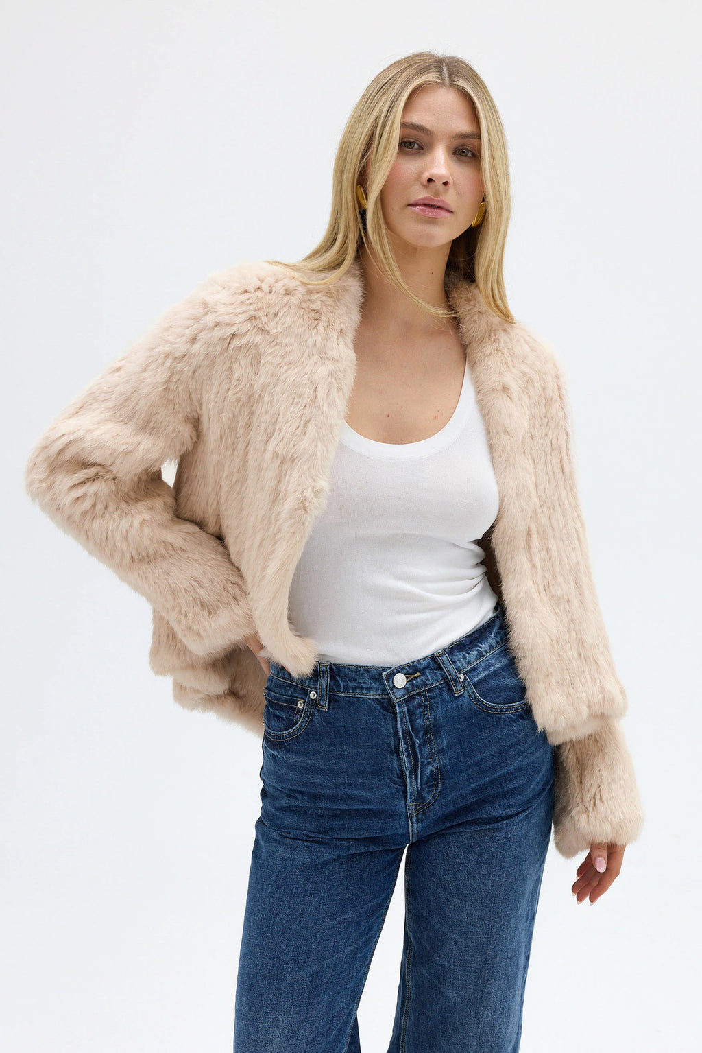 Emma Fur Jacket - Oatmeal
