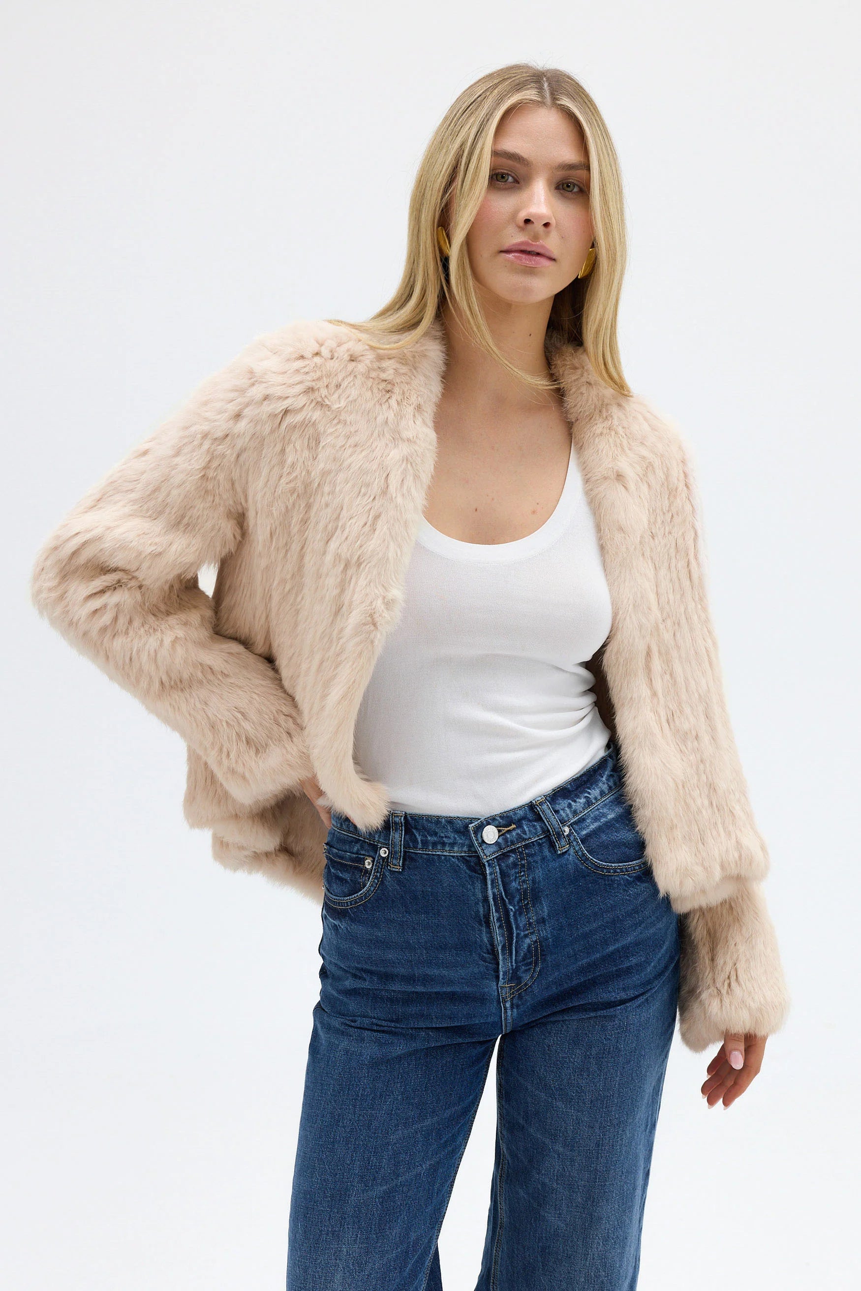 Emma Fur Jacket - Oatmeal