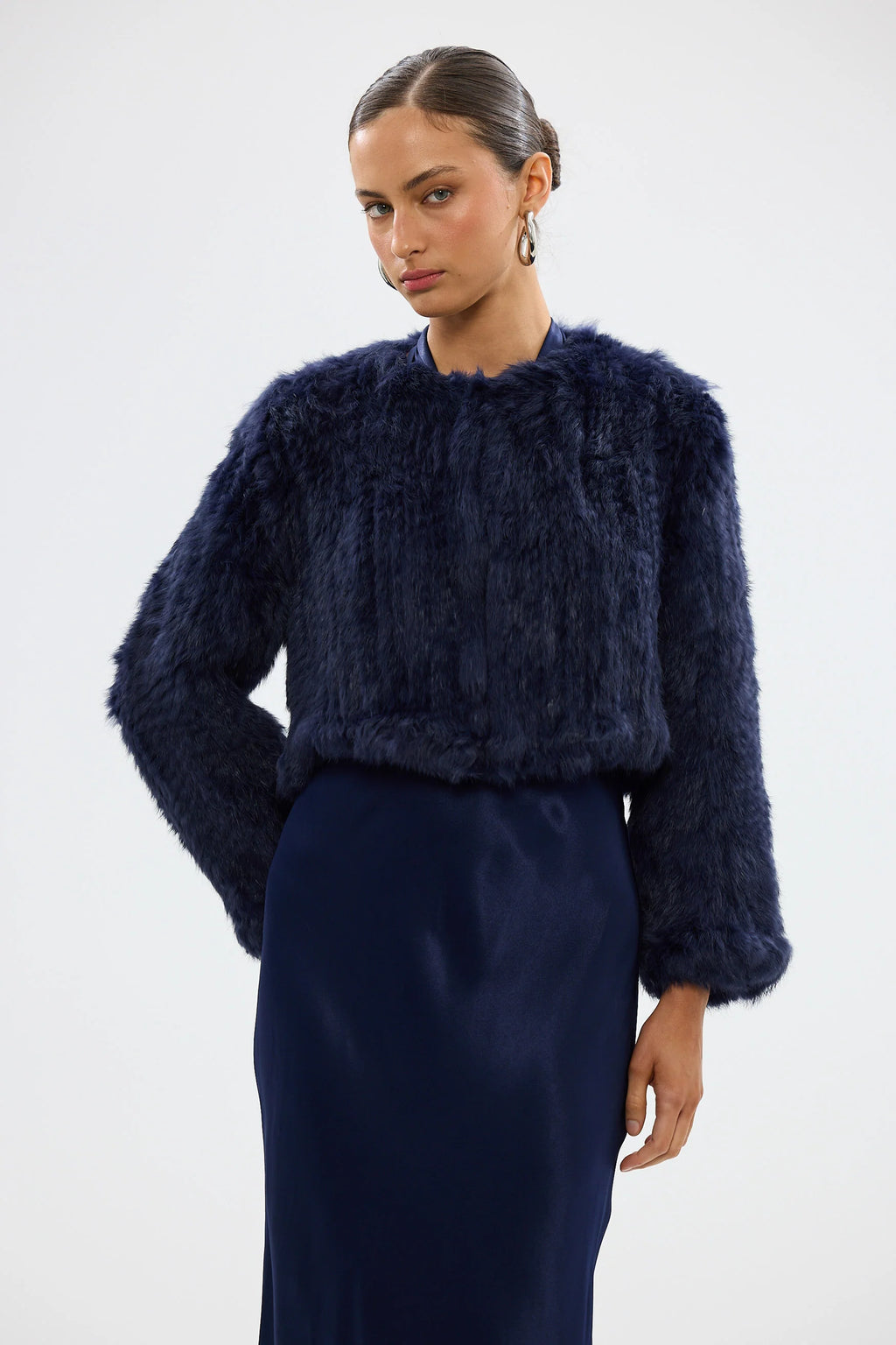 Lola Crop Jacket- Navy