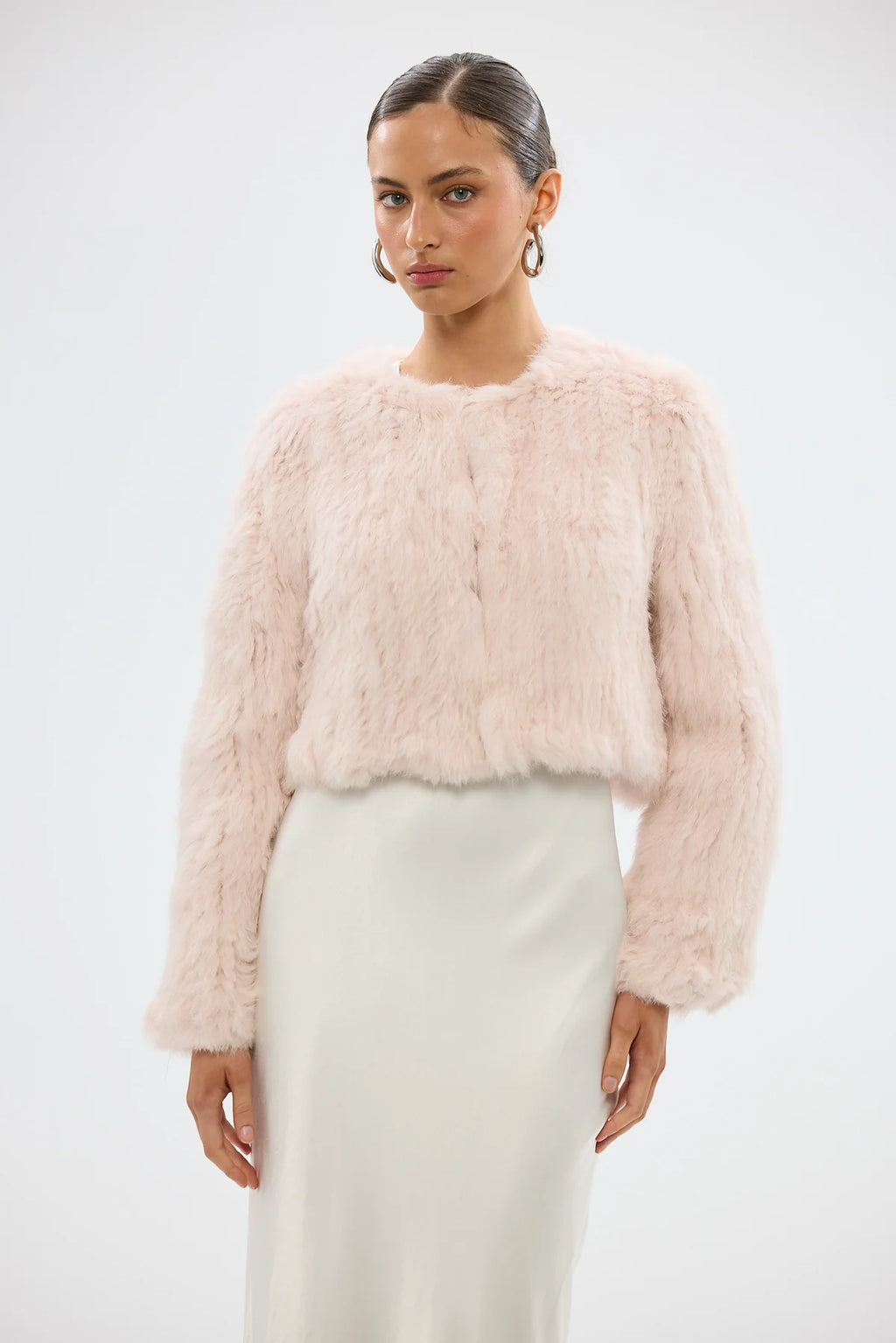 Lola Crop Jacket - Baby Pink