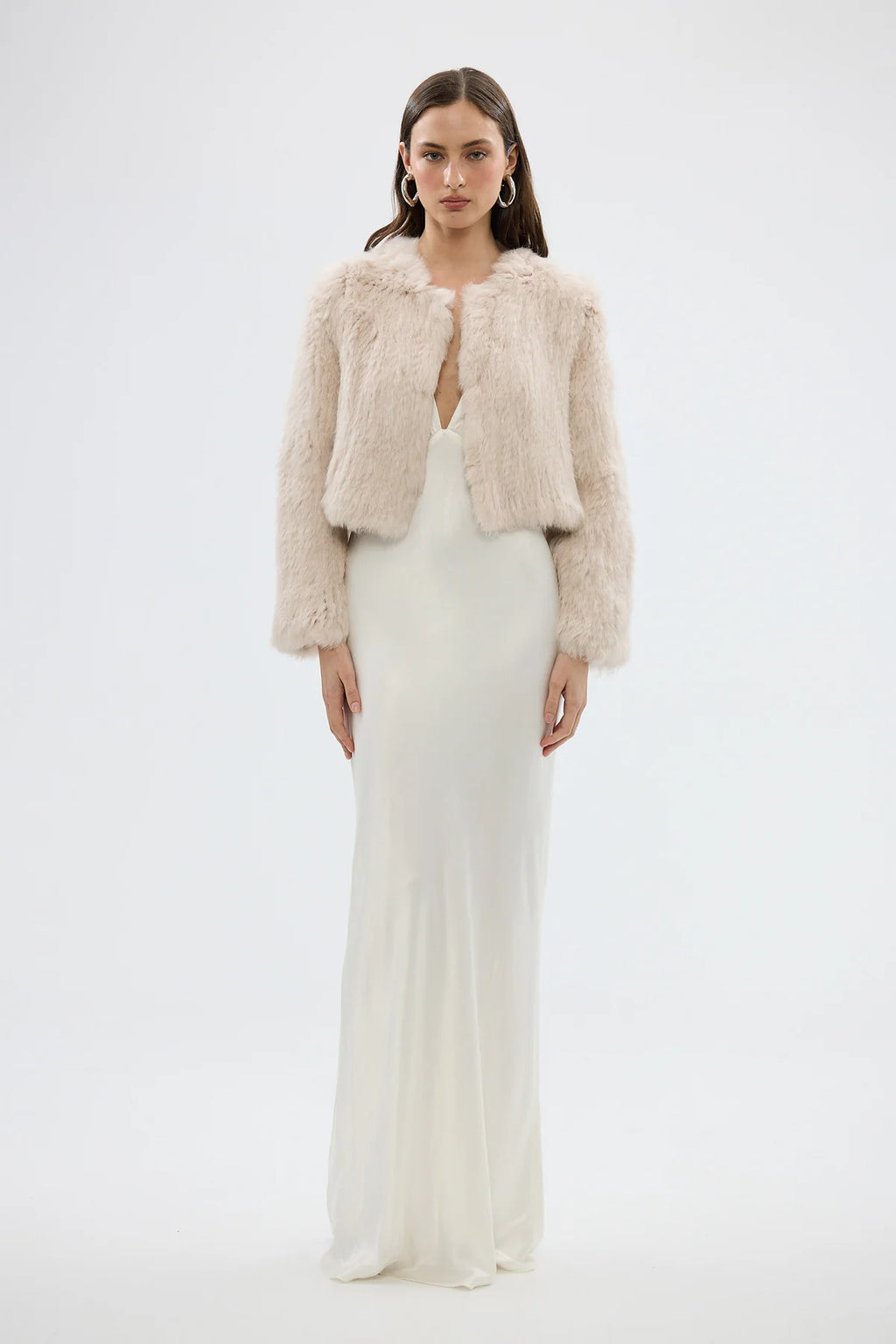 Lola Crop Jacket. - Stone