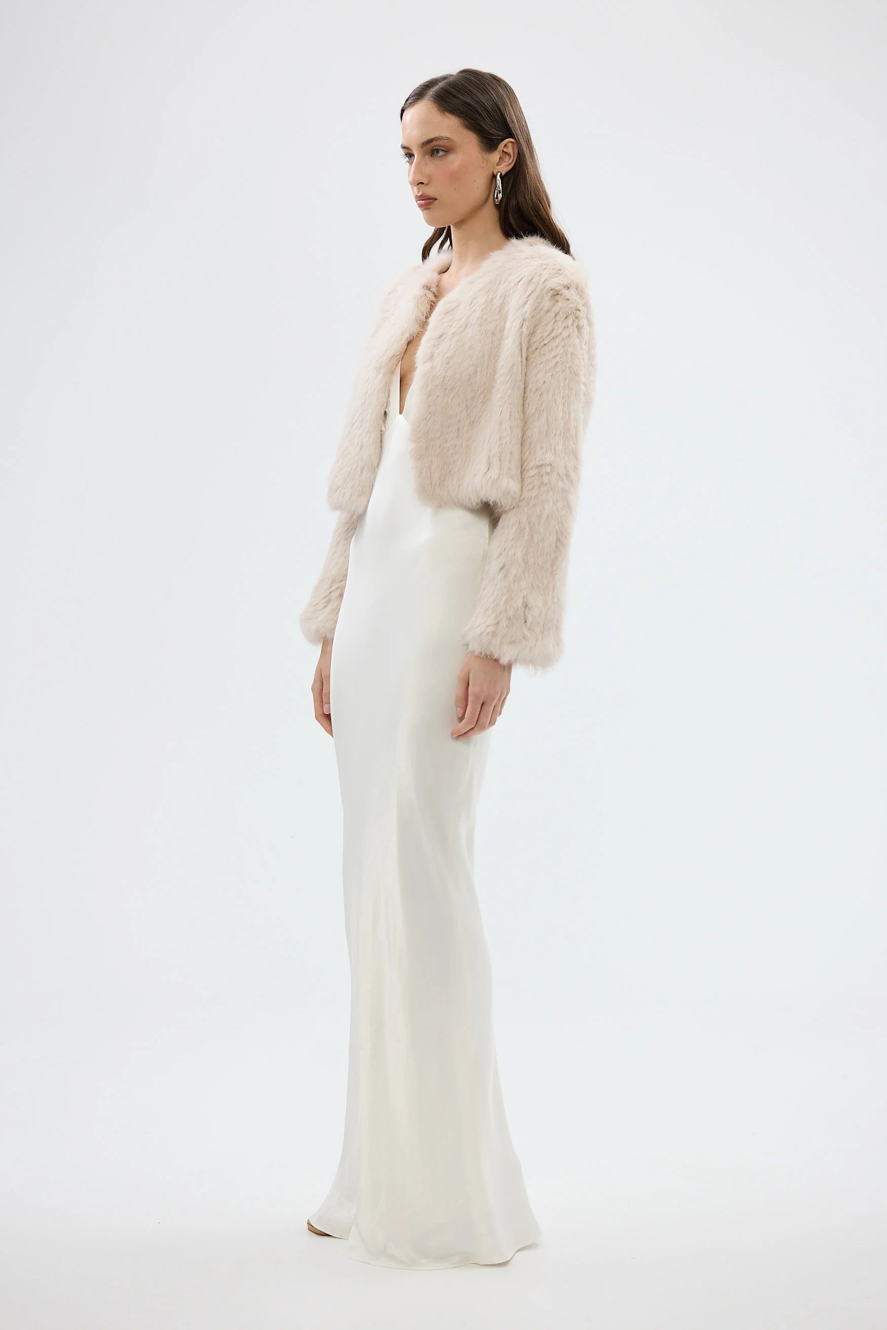 Lola Crop Jacket. - Stone
