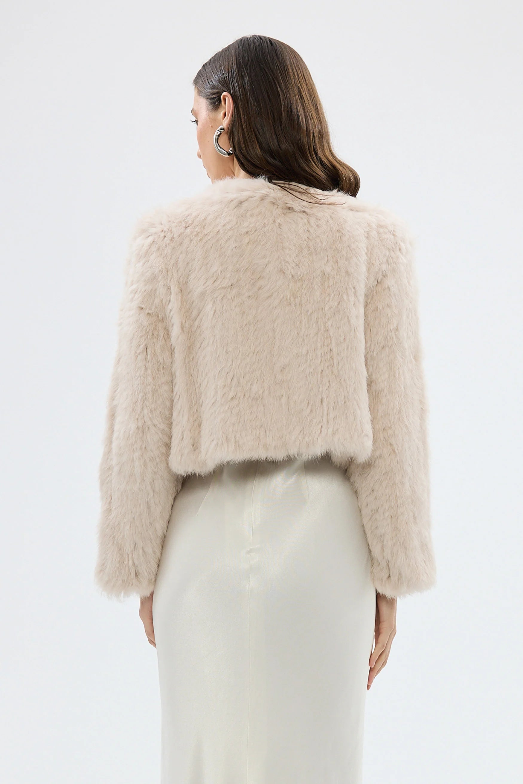 Lola Crop Jacket. - Stone