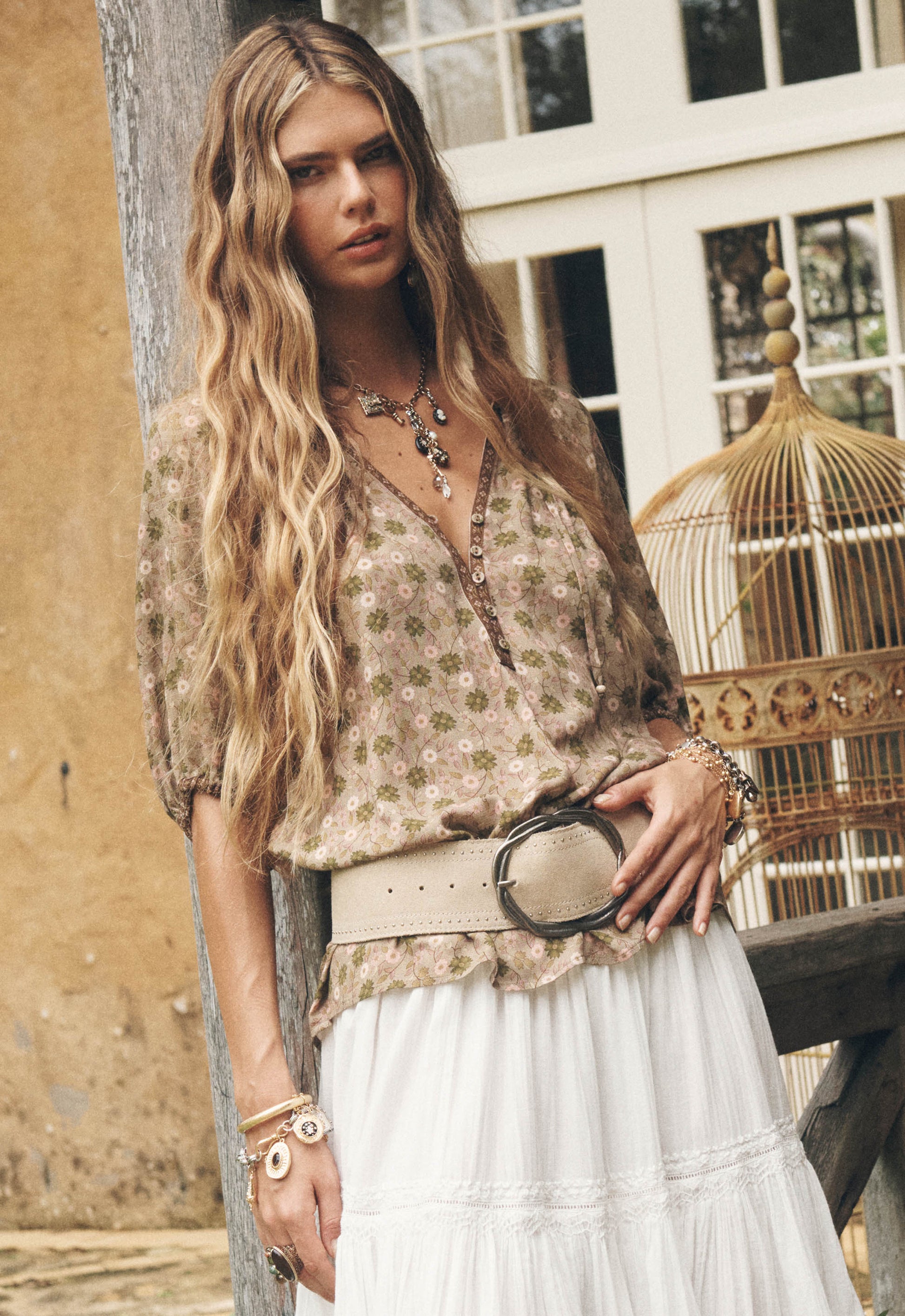 Swan Lake Short Sleeve Blouse - Sage