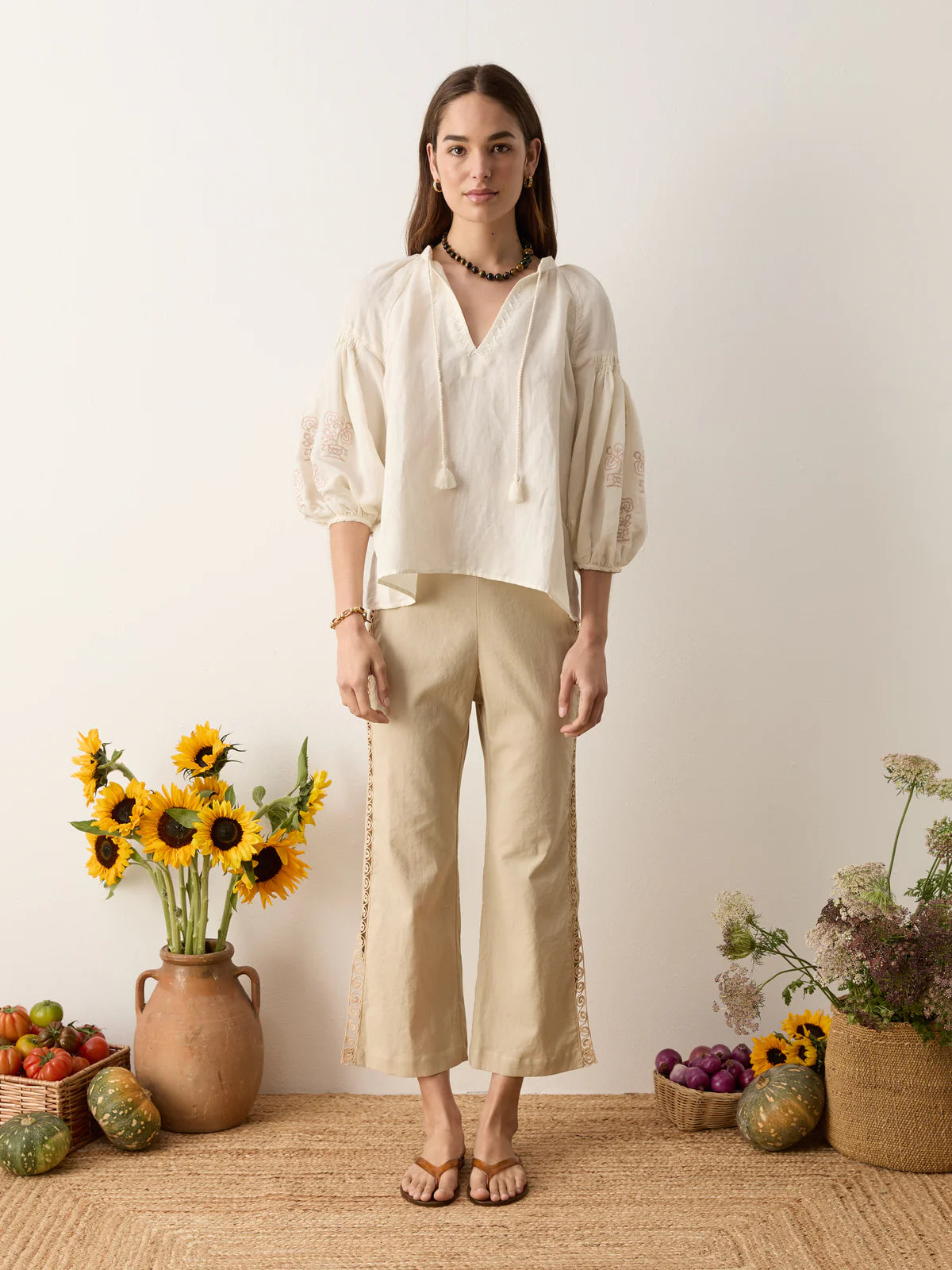 Malissa Embroidered Blouse - Creme