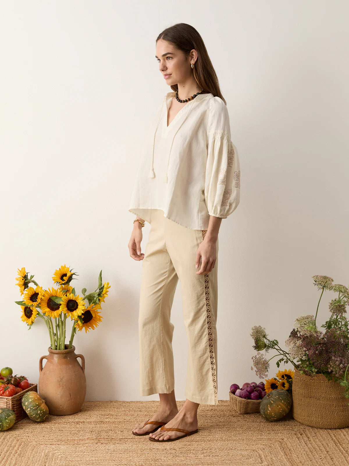 Malissa Embroidered Blouse - Creme
