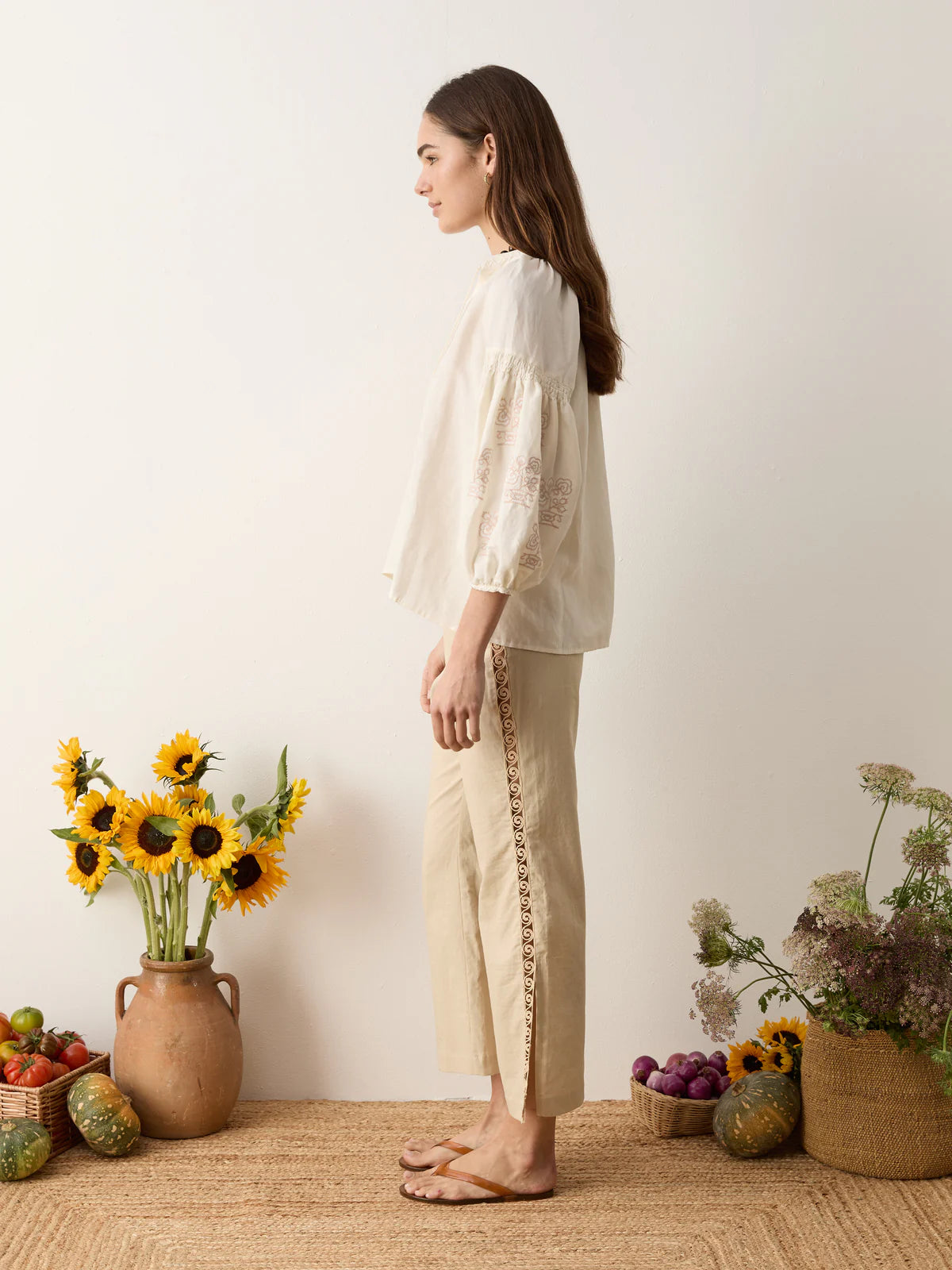 Malissa Embroidered Blouse - Creme
