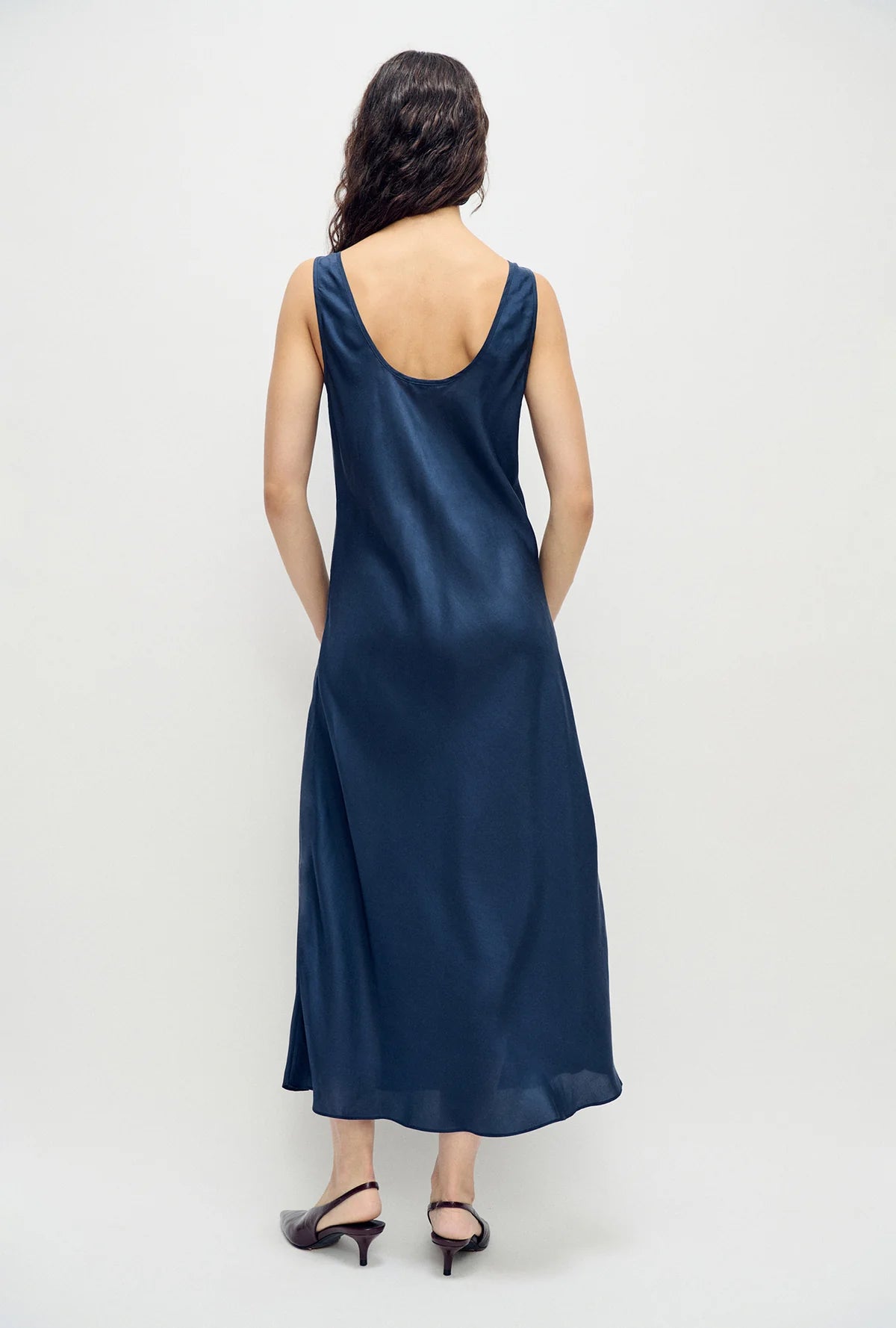 Habotai Scoop Neck Dress - Midnight