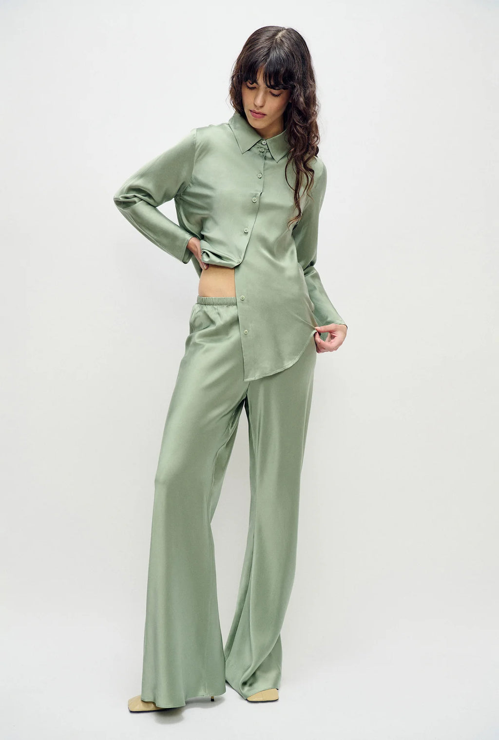 Bias Cut Pants - Moonshine