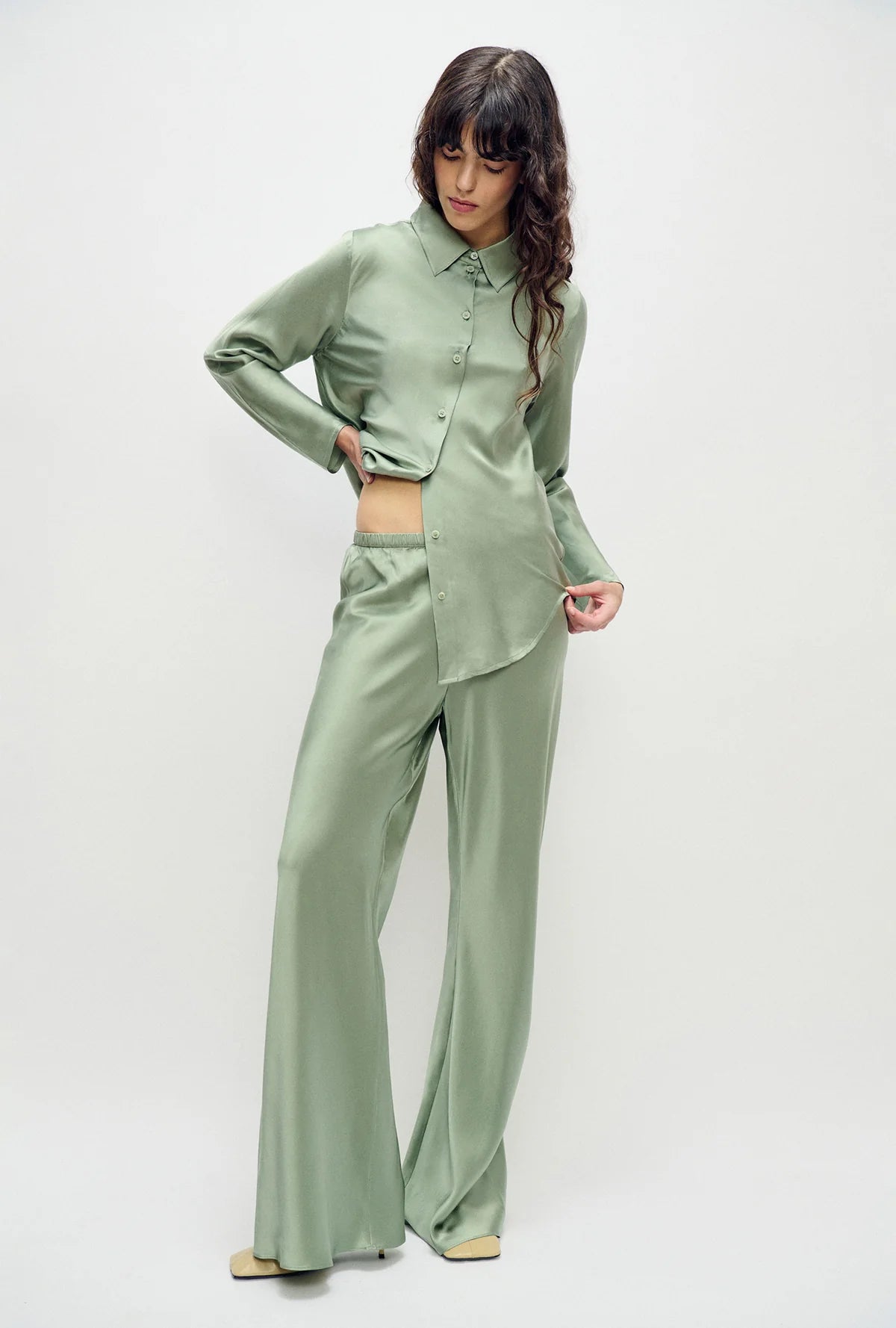 Bias Cut Pants - Moonshine
