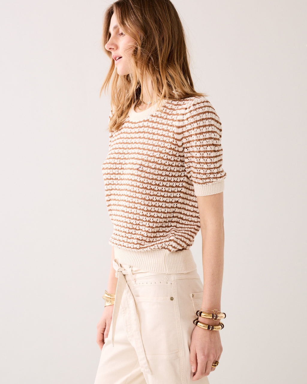 Short Sleeve stripe knit with shimmer